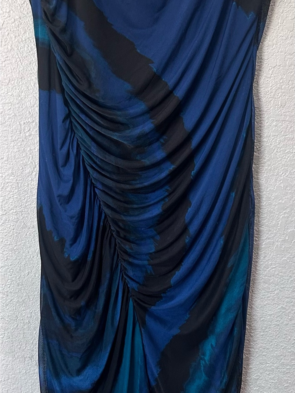 DKNY Blue & Black Ruched Swim Coverup Dress